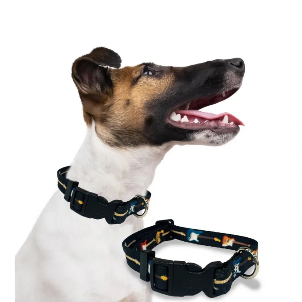 SMALL-Perri's Pet Products Dog Collars FENDER GUITARS ADJUSTABLE DOG COLLAR